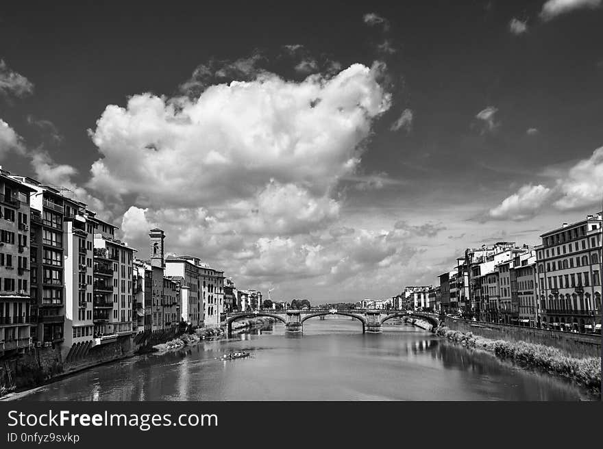 Sky, Cloud, Reflection, Black And White