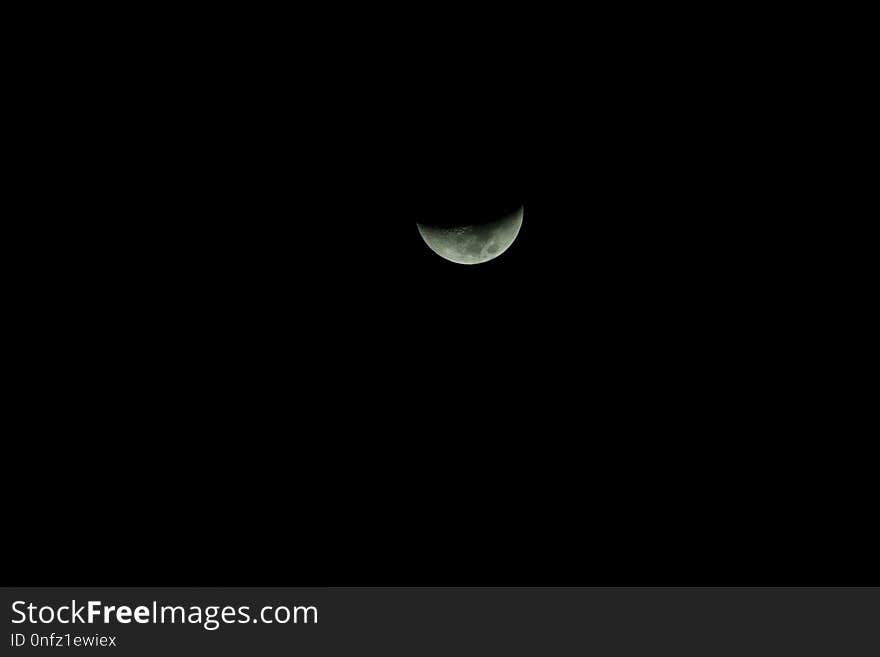 Crescent, Black And White, Atmosphere, Moon