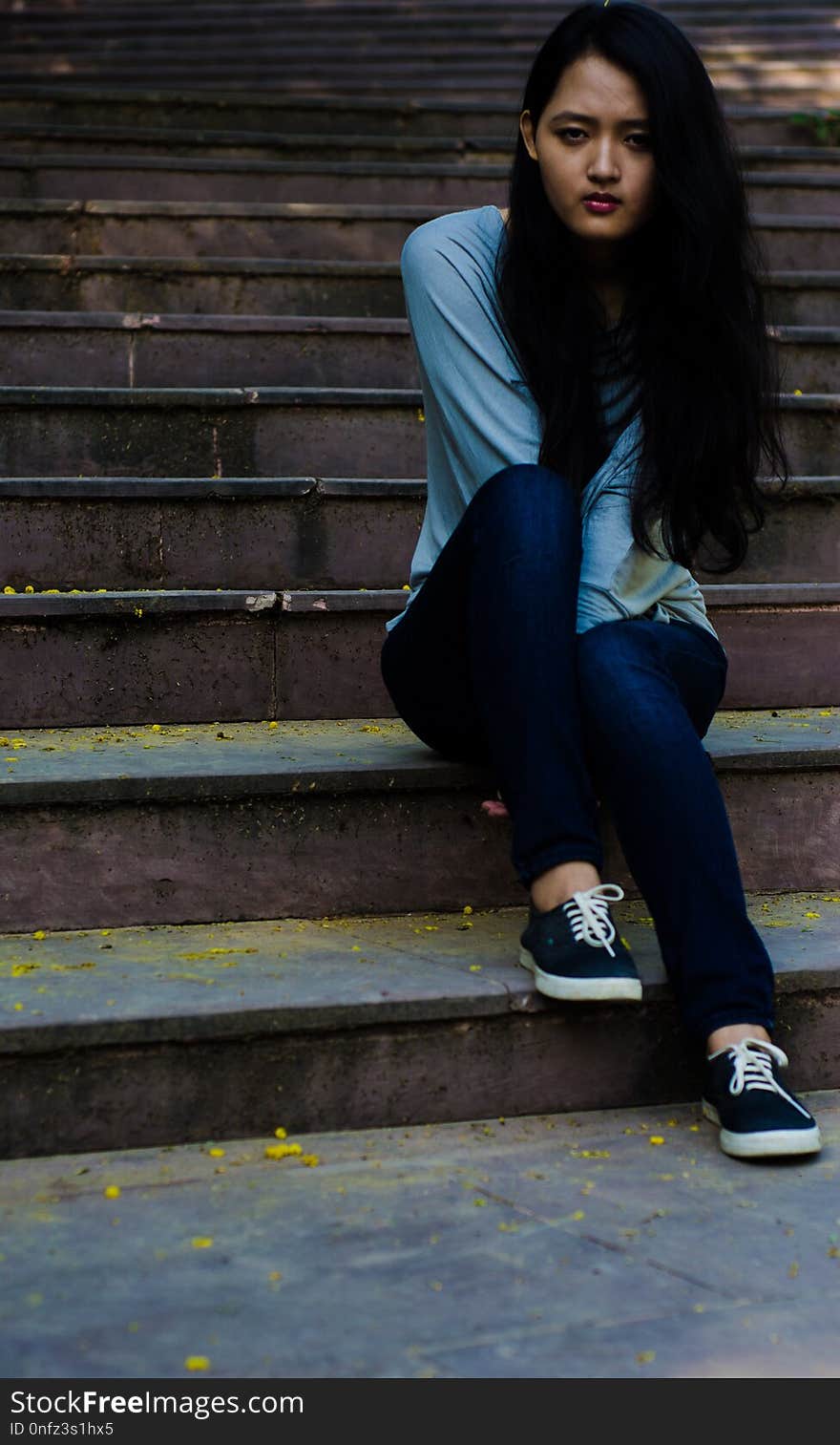 Blue, Footwear, Photograph, Sitting