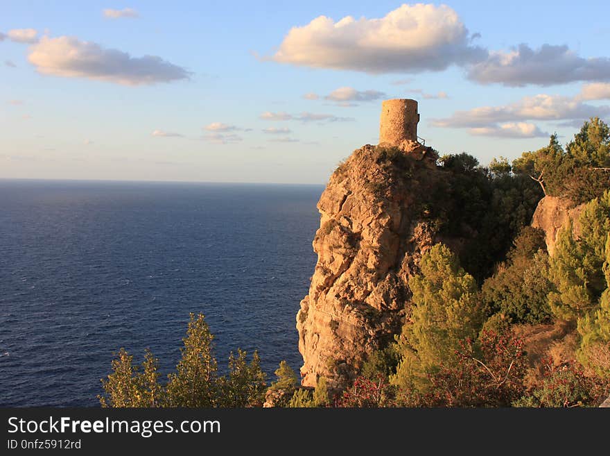 Coast, Sky, Cliff, Rock