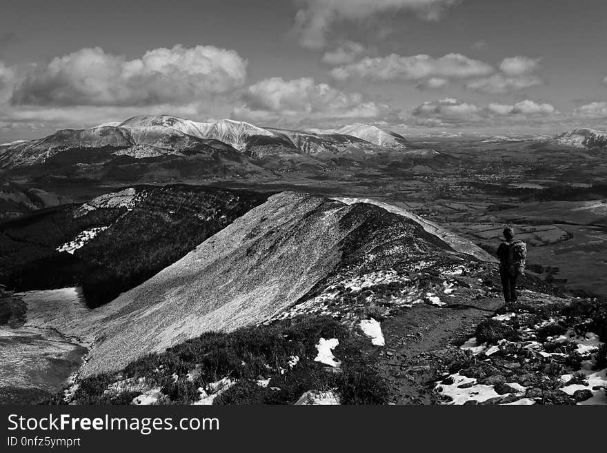 Black And White, Mountainous Landforms, Mountain, Sky