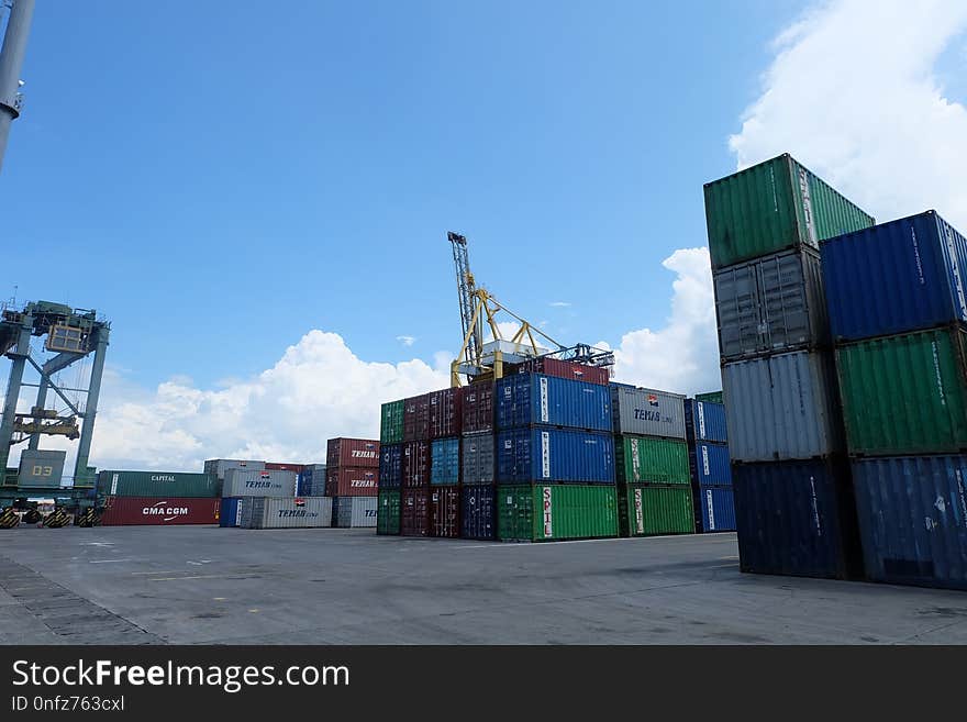 Shipping Container, Transport, Sky, Infrastructure