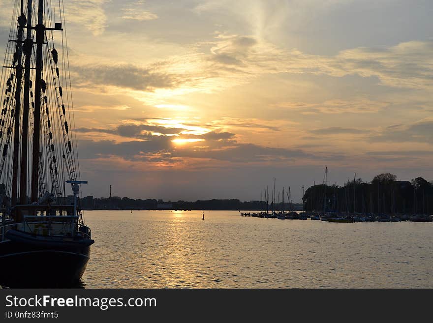 Sky, Sunset, Waterway, Calm