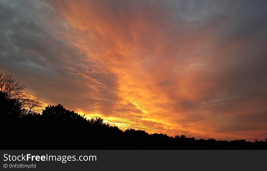 Sky, Afterglow, Red Sky At Morning, Dawn