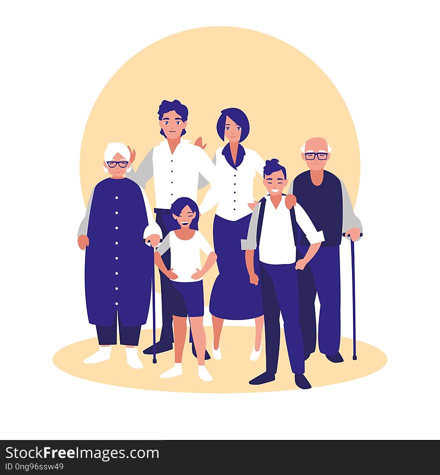 Group of family members characters vector illustration design