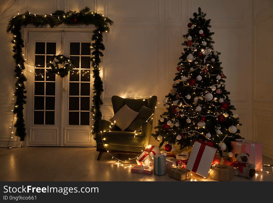 Christmas Interior Home Christmas Tree And Gifts New Year Garland