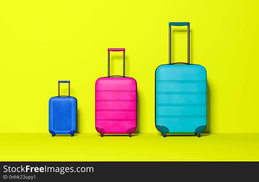 Suitcase on pastel background.