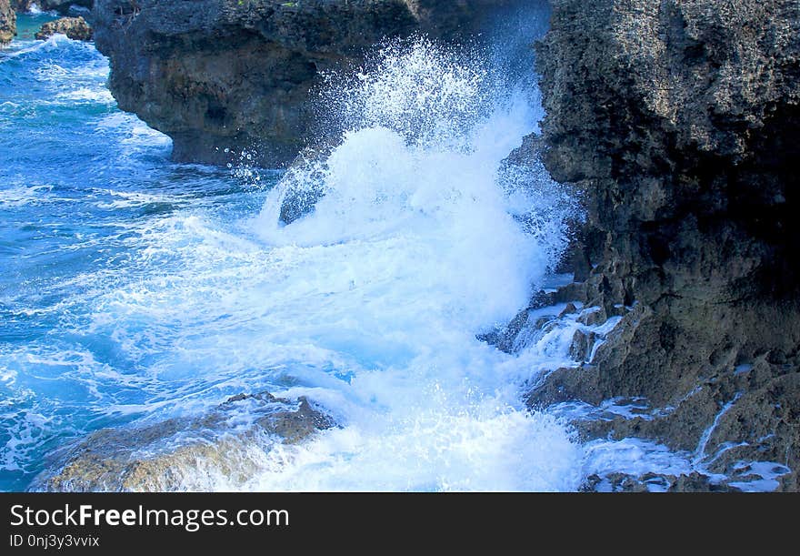 Water, Body Of Water, Rock, Wave