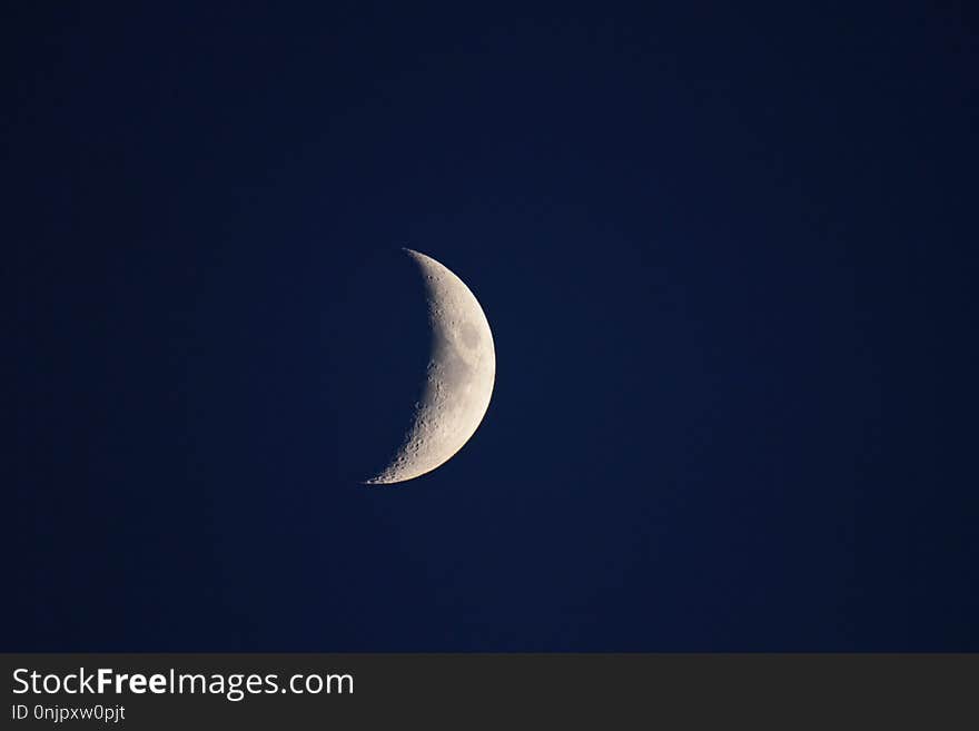 Crescent, Sky, Moon, Daytime