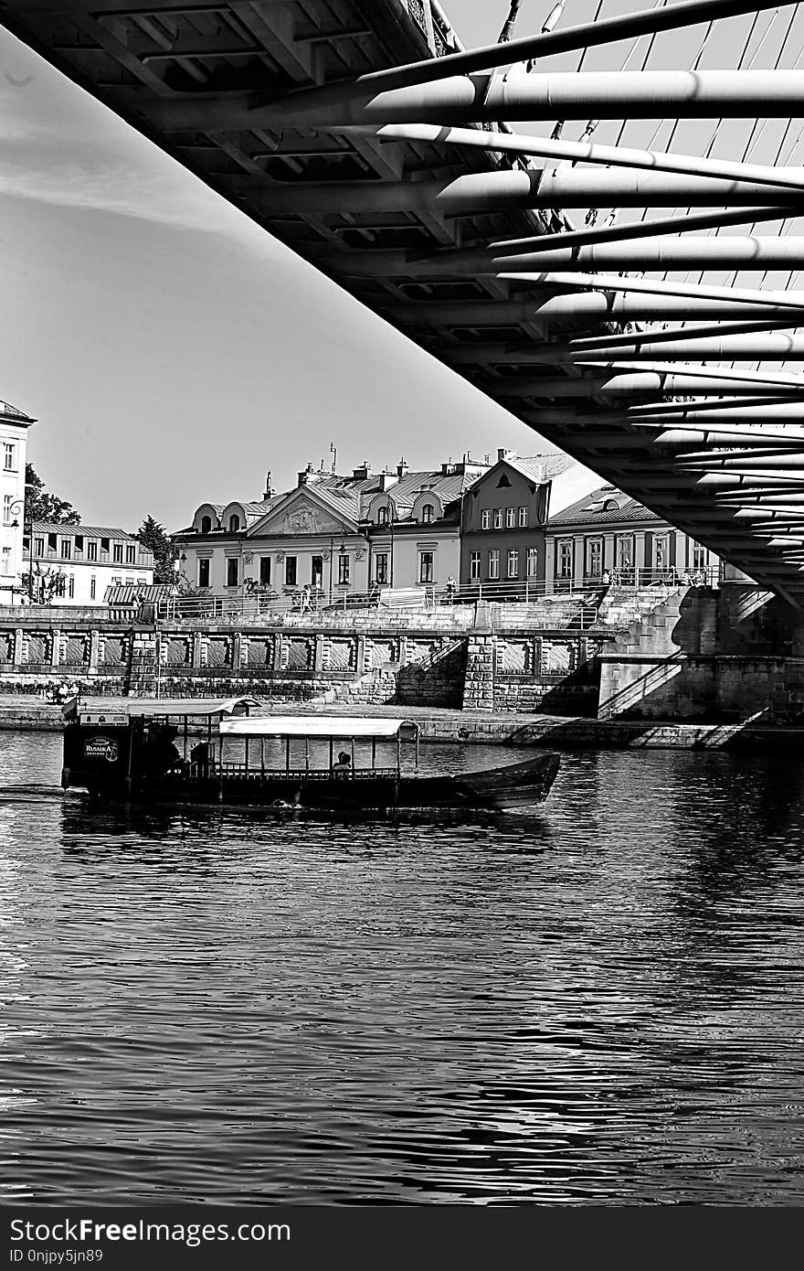 Waterway, Water, Black And White, Reflection