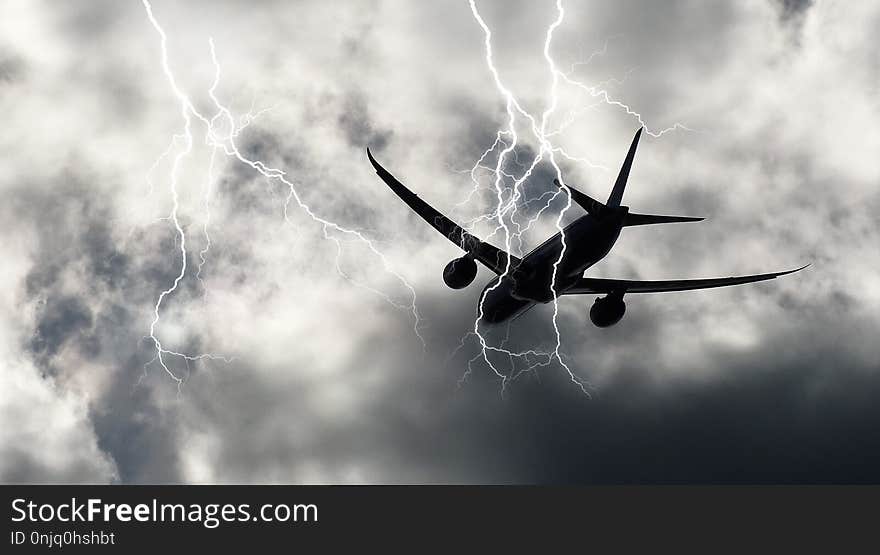 Sky, Black And White, Aviation, Cloud