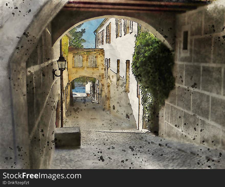 Arch, Town, Ruins, Wall