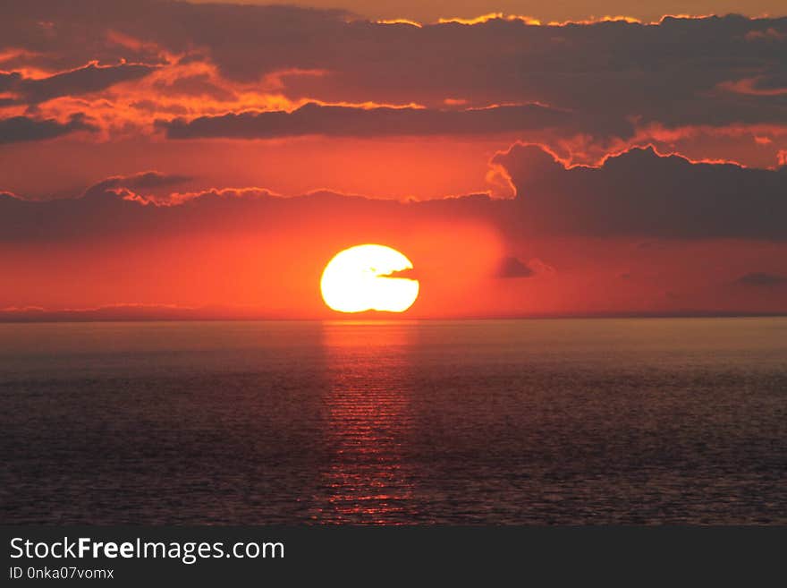 Horizon, Afterglow, Sky, Sunset