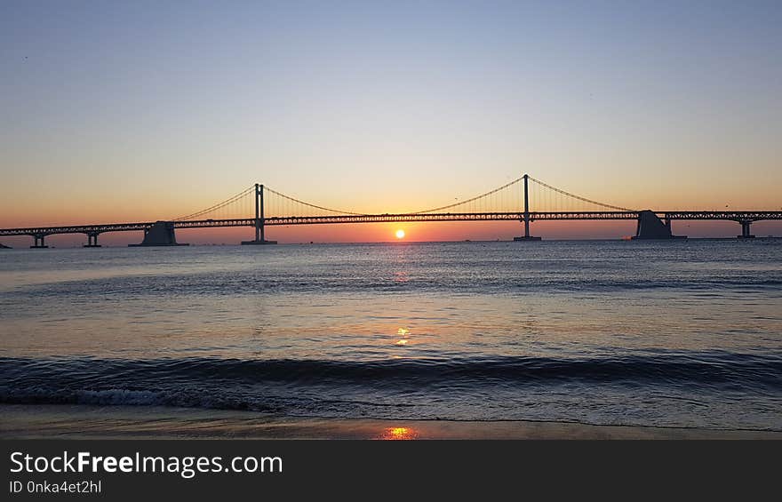 Bridge, Sea, Sky, Horizon