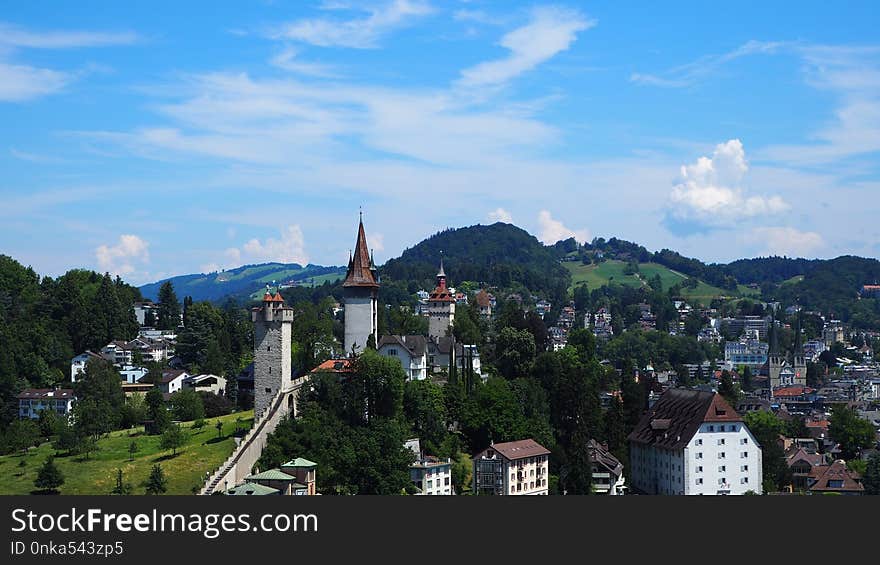 Sky, Mountainous Landforms, City, Mountain Range