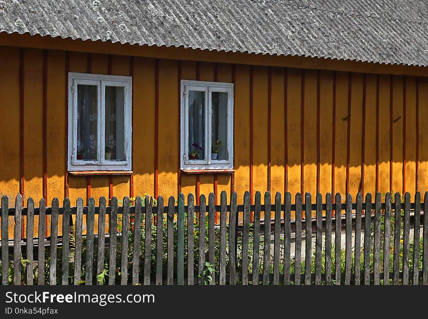 House, Yellow, Home, Fence