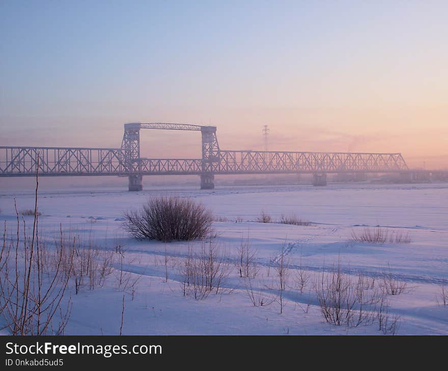 Winter, Freezing, Snow, Dawn