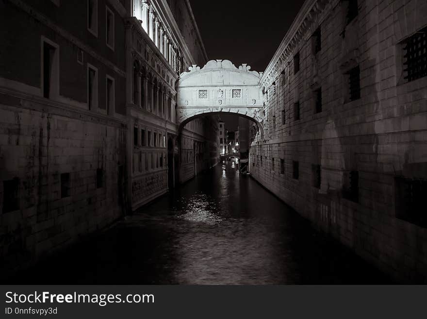 Bridge Of Sighs In Venice . Monochrome Toned Image