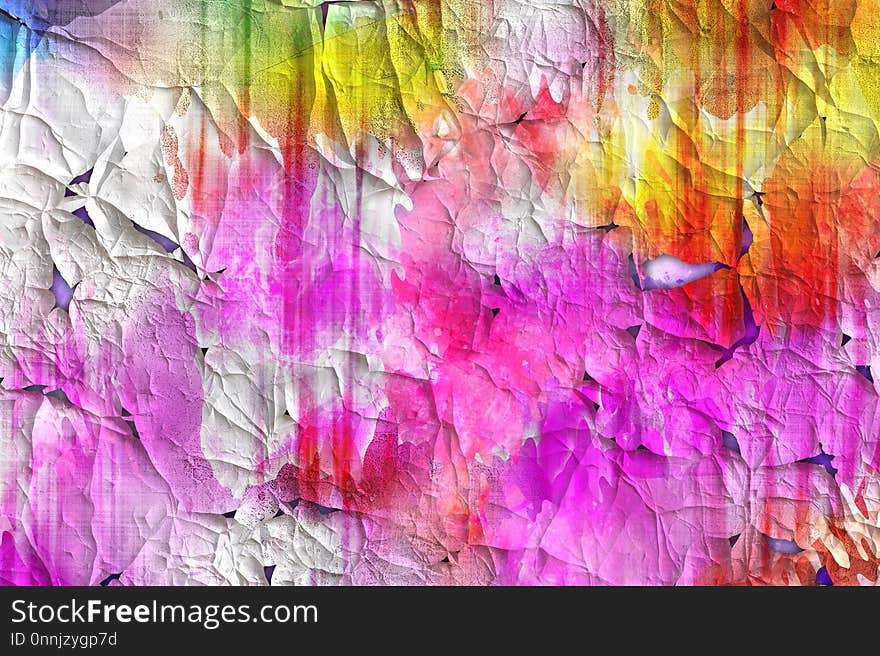 Pink, Purple, Modern Art, Watercolor Paint