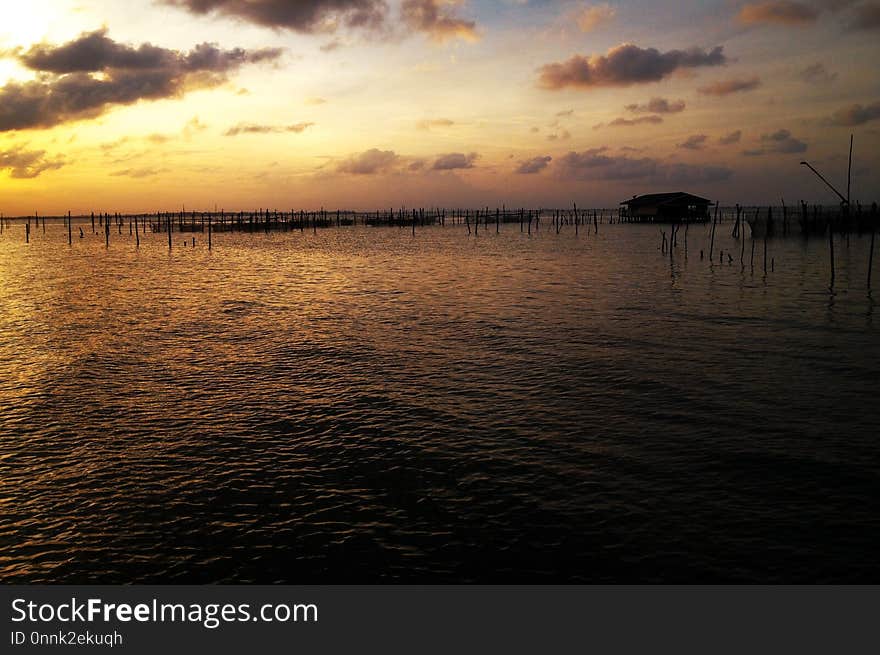 Horizon, Sky, Sunset, Calm