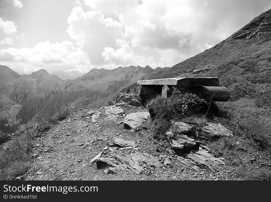 Mountainous Landforms, Mountain, Black And White, Wilderness