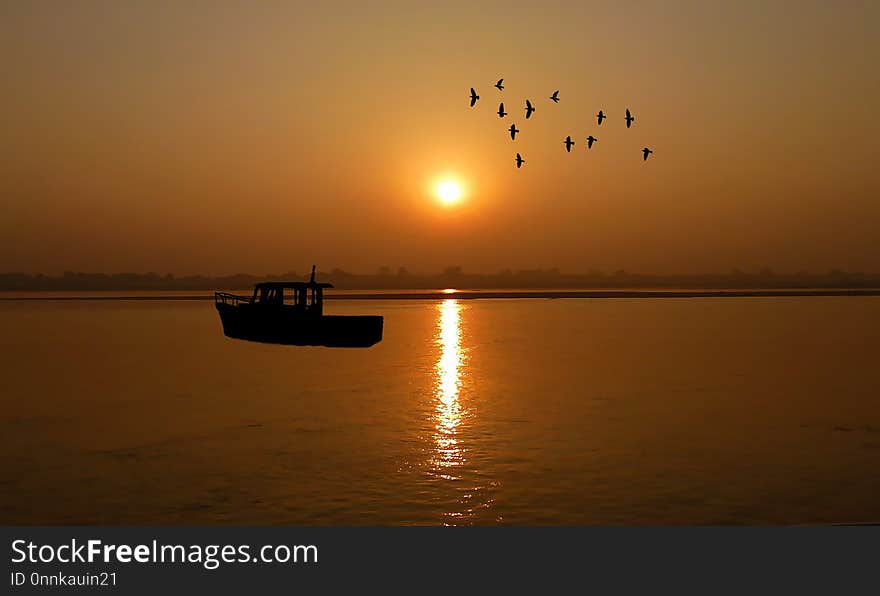 Calm, Sunset, Horizon, Sunrise