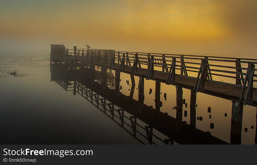 Water, Pier, Morning, Sky