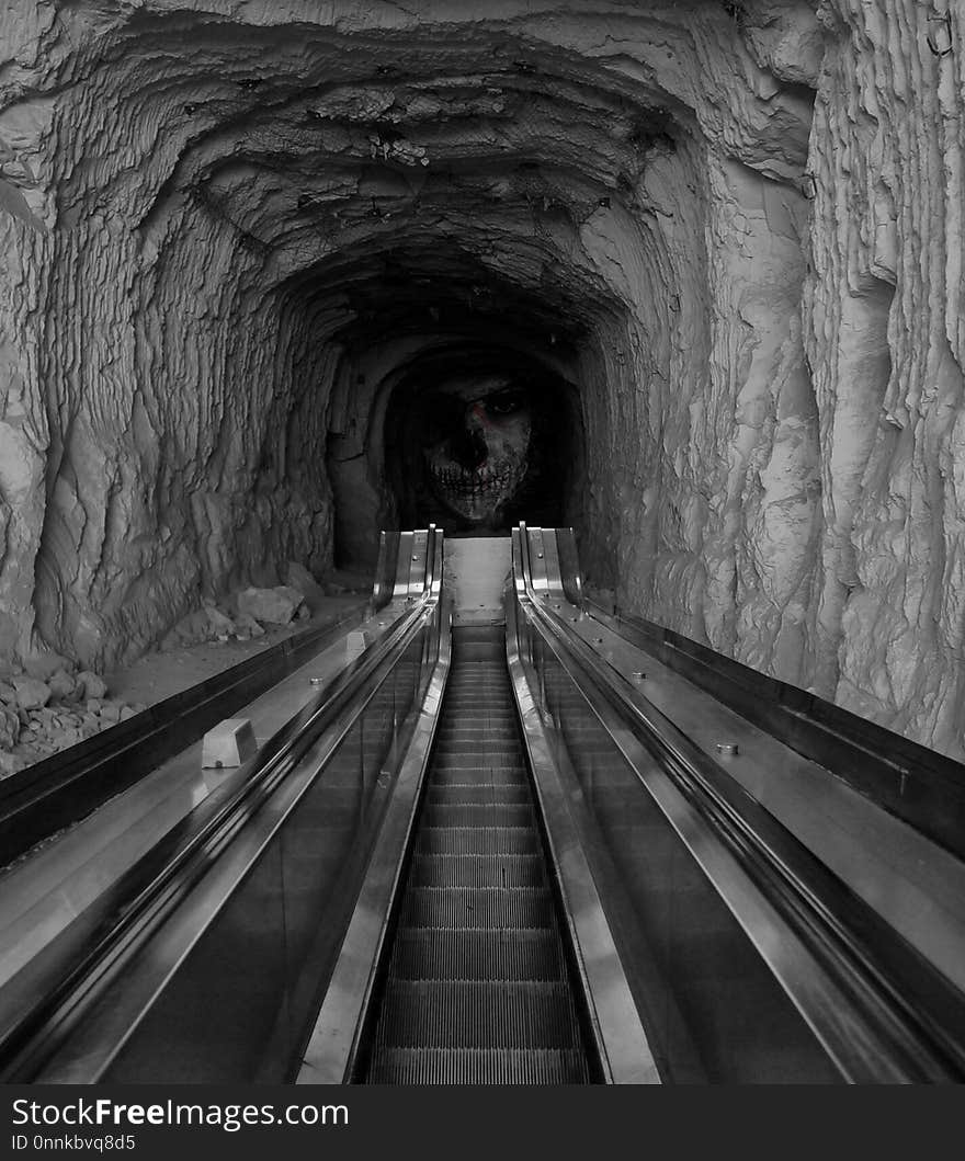 Tunnel, Infrastructure, Black And White, Monochrome Photography