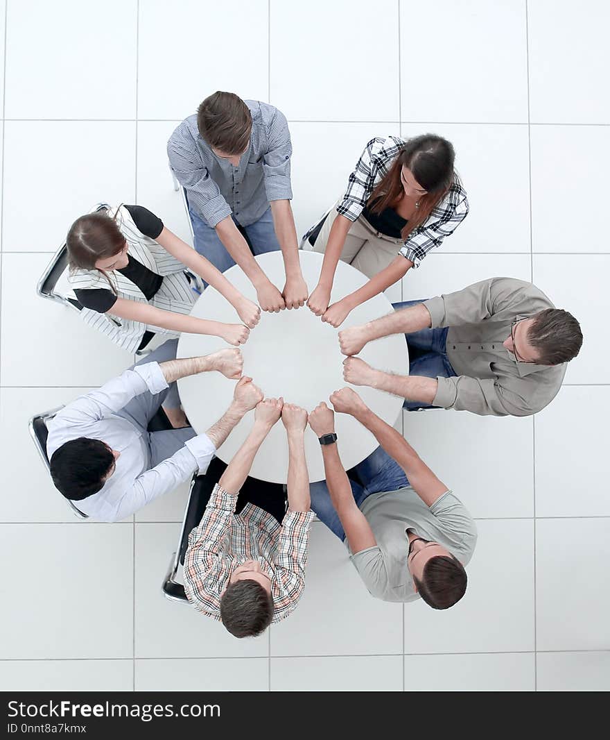 Top view.professional business team showing its unity.the concept of teamwork