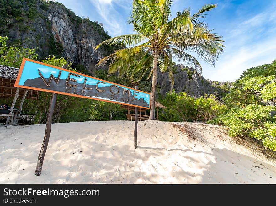 Beautiful white beach at Black Island , Coron, Palawan