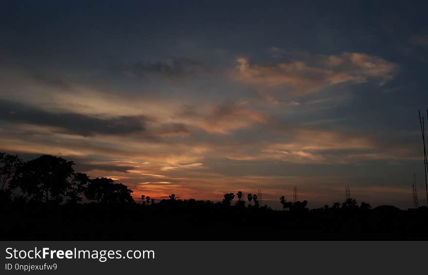 Sky, Afterglow, Horizon, Dawn