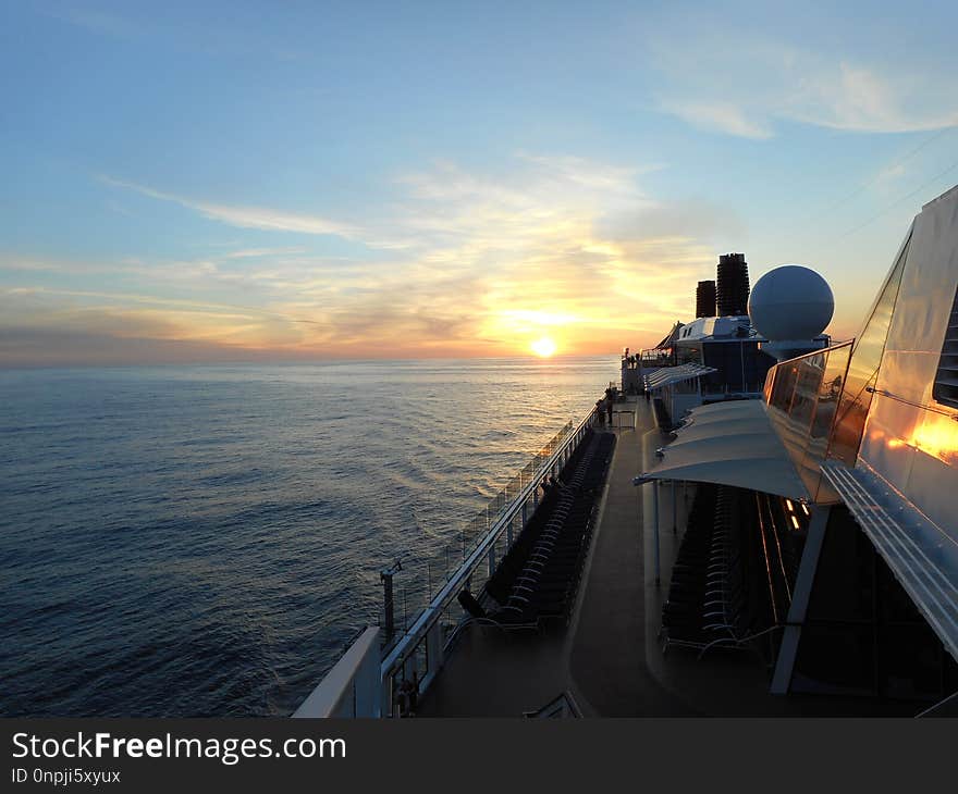 Sea, Sky, Horizon, Sunset