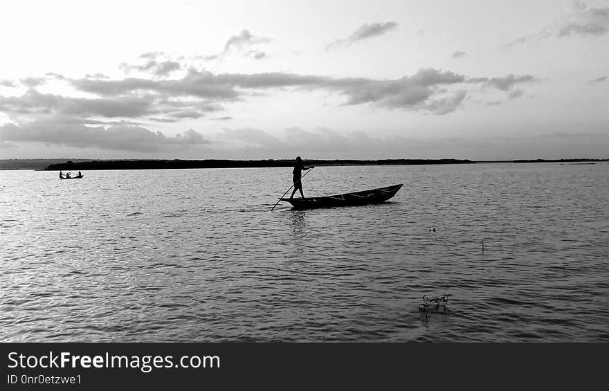 Water, Sky, Black And White, Sea