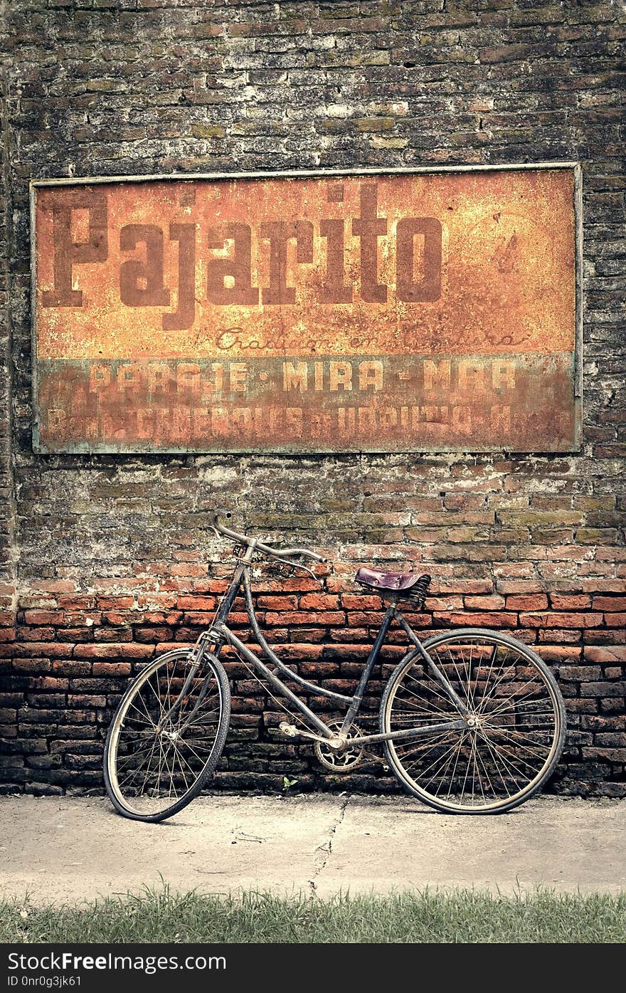 Wall, Brick, Bicycle, Font