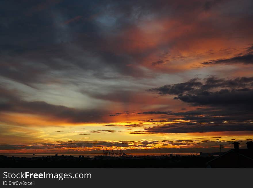 Sky, Afterglow, Red Sky At Morning, Dawn