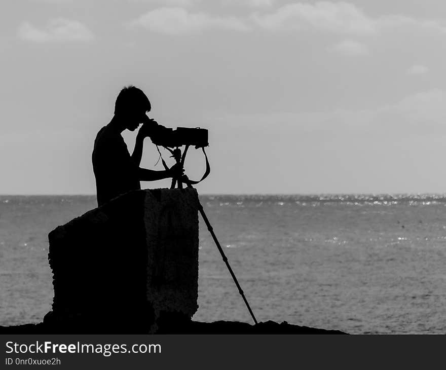 Photograph, Sky, Sea, Black And White