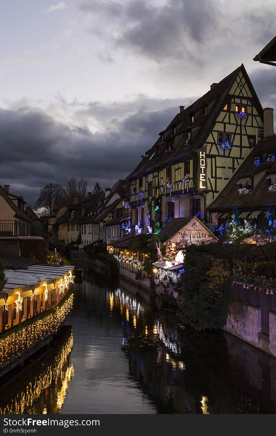 Christmas market in Colmar, the streets of the village. Christmas market in Colmar, the streets of the village