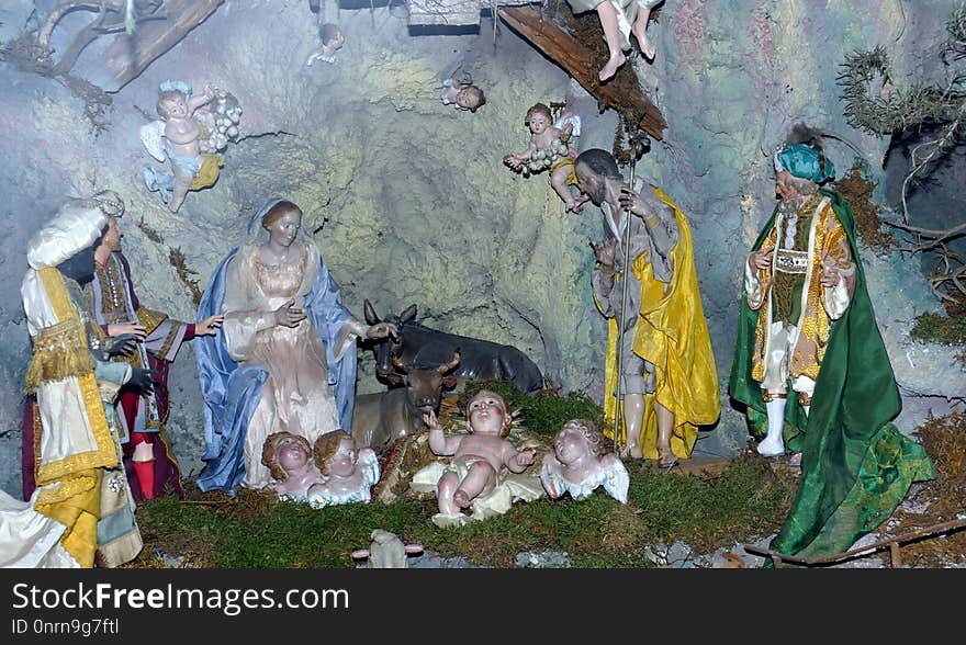 Nativity Scene, Religion, Painting, Manger