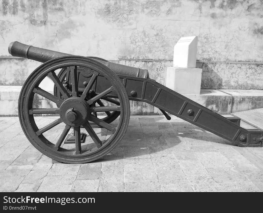 Cannon, Weapon, Black And White, Mode Of Transport