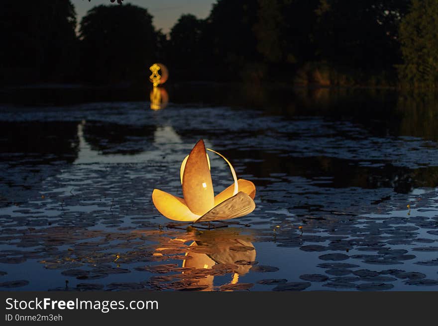 Water, Yellow, Reflection, River