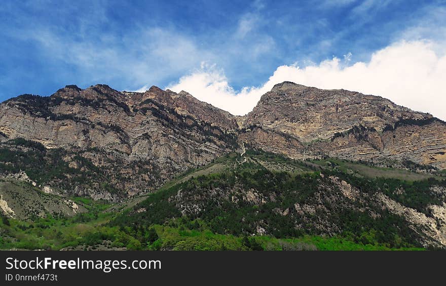 Mountainous Landforms, Mountain, Sky, Ridge