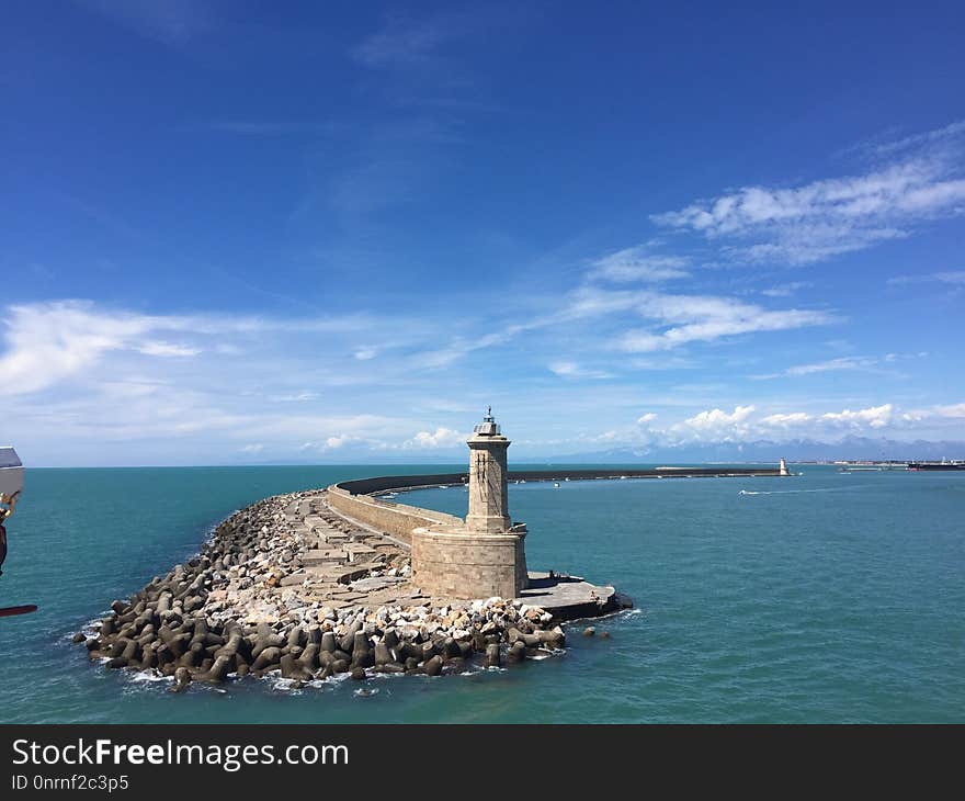 Sea, Lighthouse, Sky, Promontory