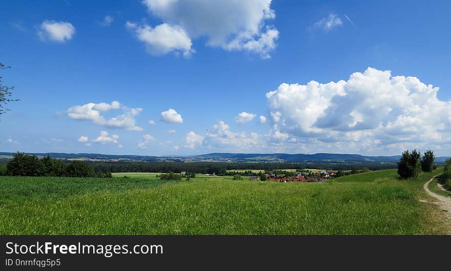 Sky, Grassland, Cloud, Field