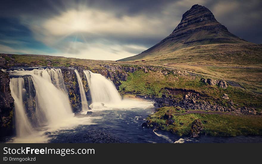 Waterfall, Nature, Sky, Water