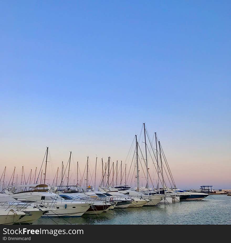 Marina, Sky, Calm, Sea