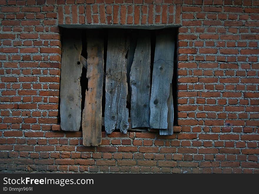 Wall, Brickwork, Brick, Wood