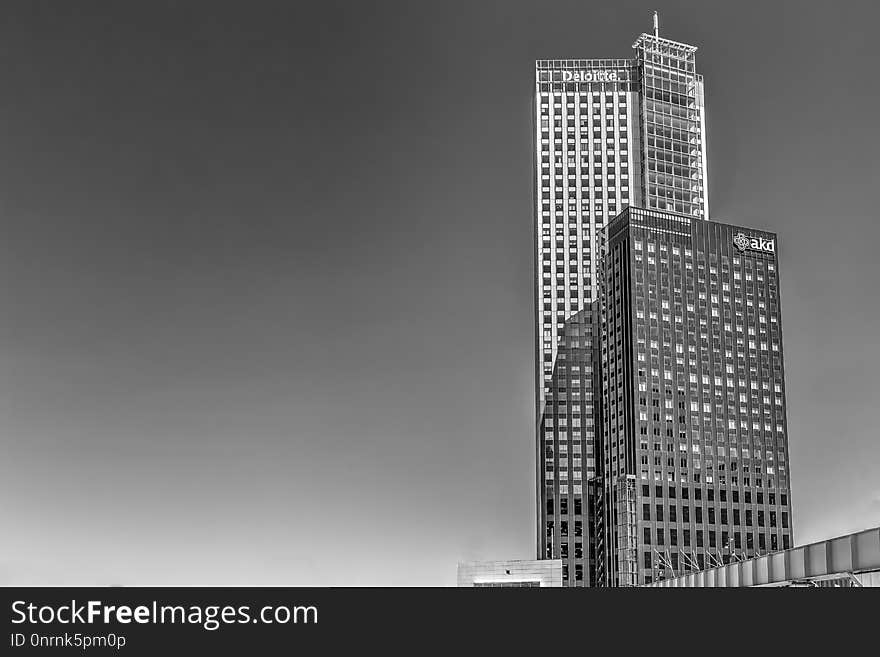 Skyscraper, Building, Black And White, Tower Block