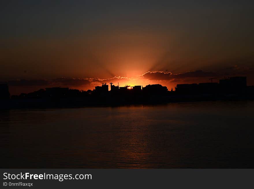 Sky, Sunset, Horizon, Afterglow