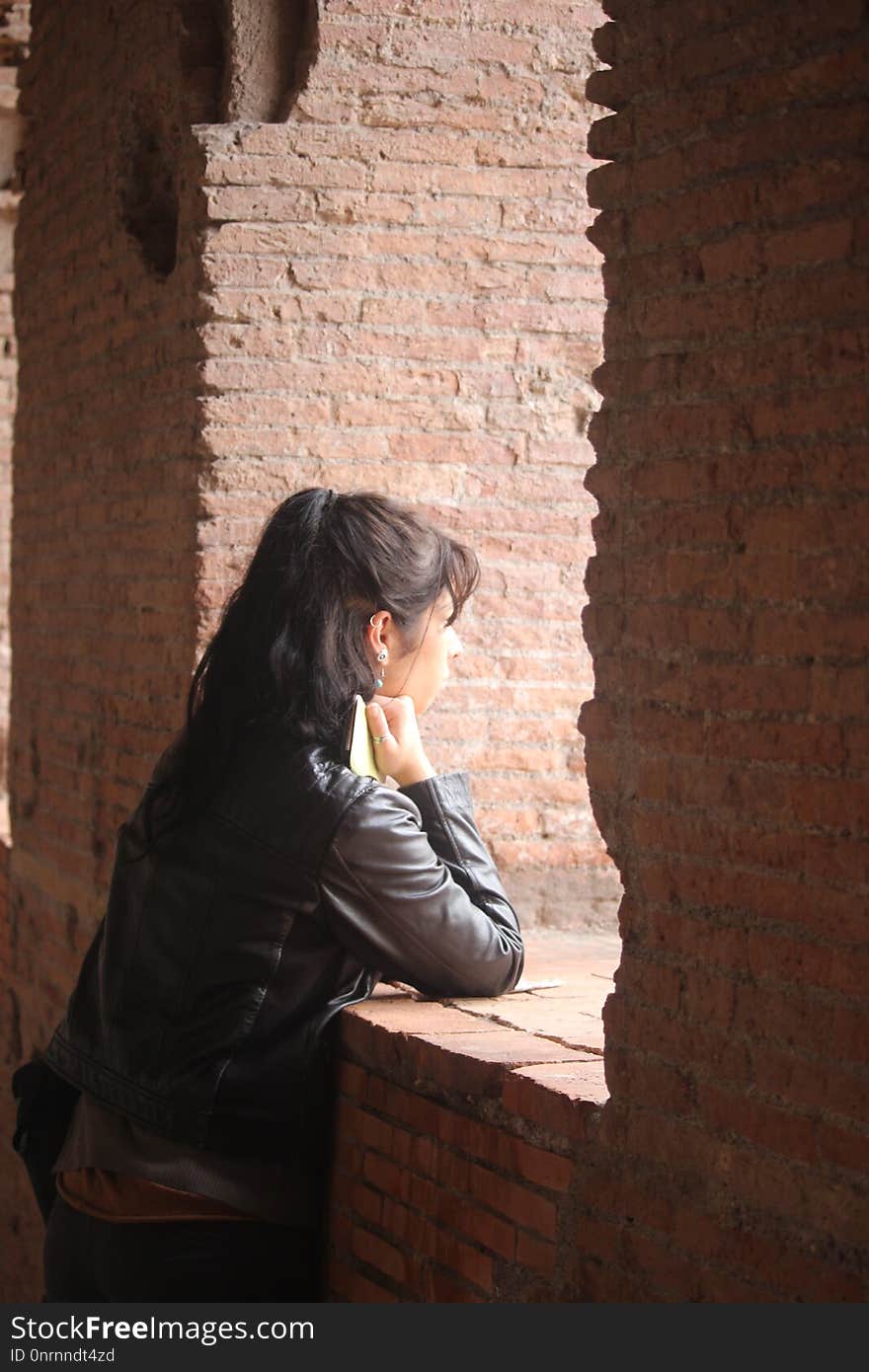 Photograph, Girl, Wall, Sitting