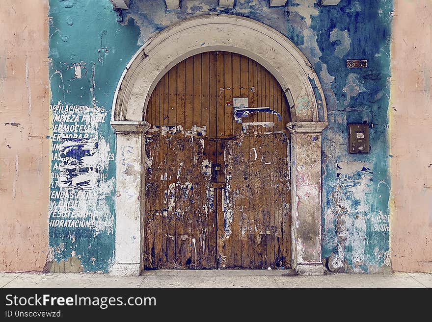 Blue, Arch, Wall, Door